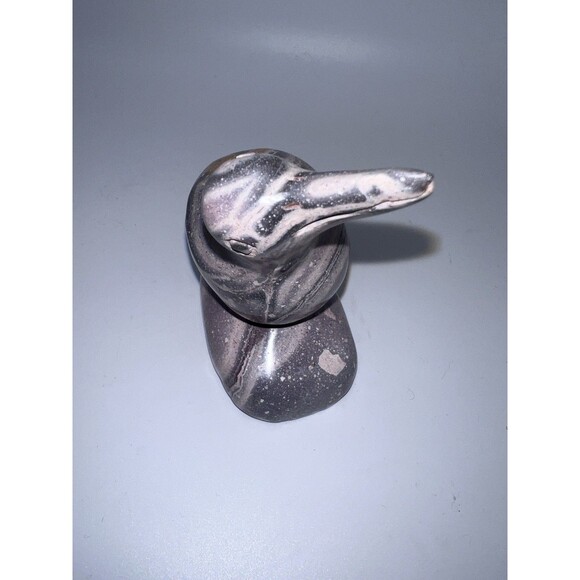 Inuit Soapstone Carved Bird Sculpture Figurine Folk Art Marbled - Picture 3 of 9